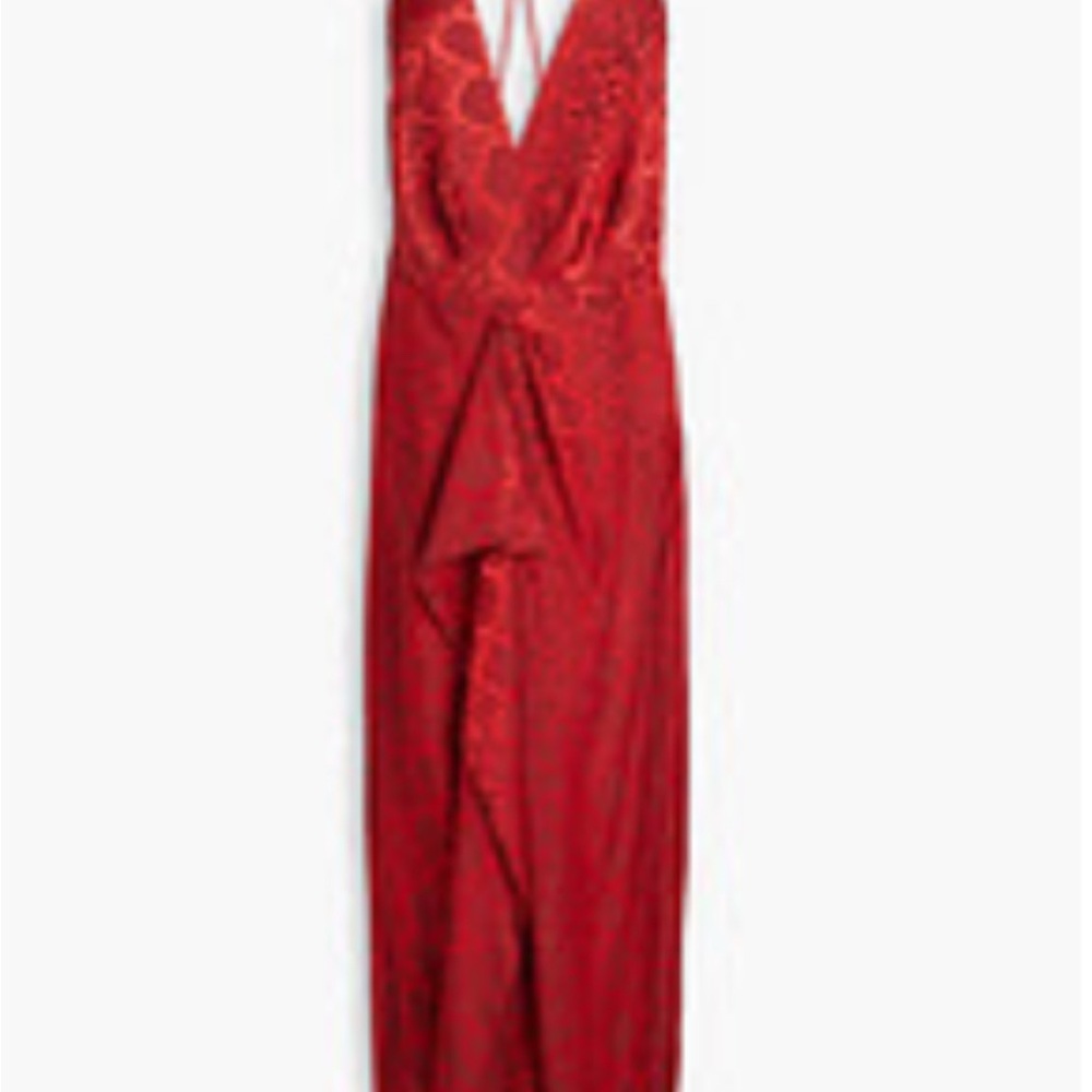 Simkhai SIMKHAI
Giana ruffled satin-jacquard gown